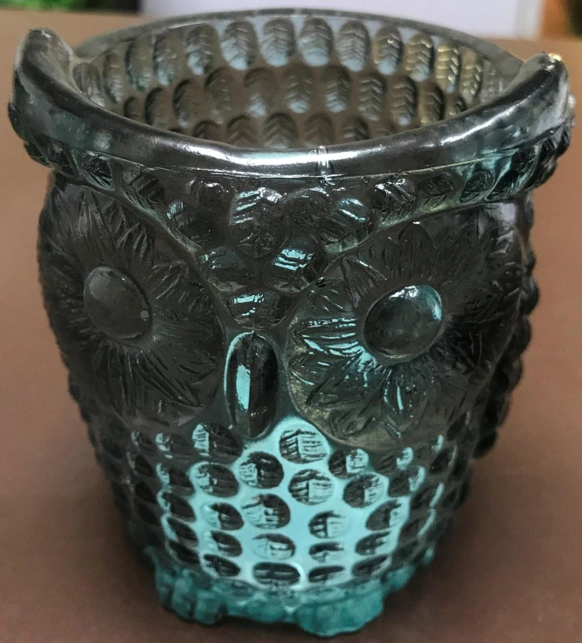 Glass Vase Owl 11x9x8 Ind